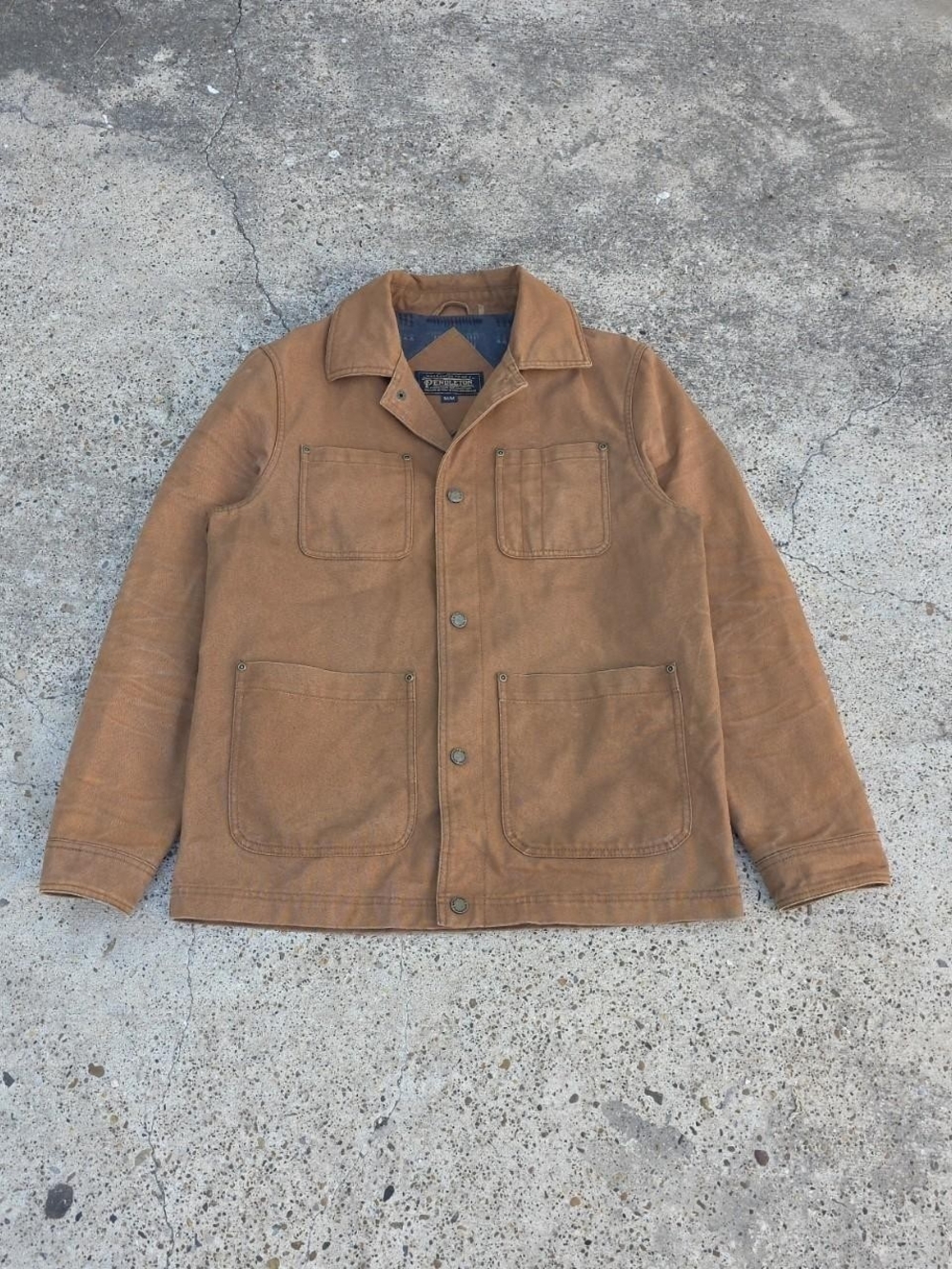 Pendleton Chore Coat Size Medium Brown Canvas Work Jacket Barn WesternCONDITIO